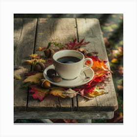 Autumn Leaves And Coffee 13 Canvas Print