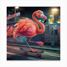 Flamingo On Skateboard 5 Canvas Print