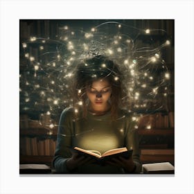 Girl Reading A Book Canvas Print