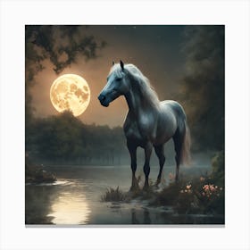 Horse In The Moonlight Canvas Print