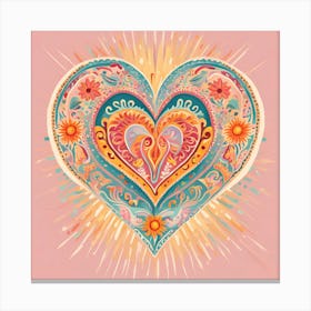 Mexican Dia de los Muertos Pastel Heart Corazon Canvas Print