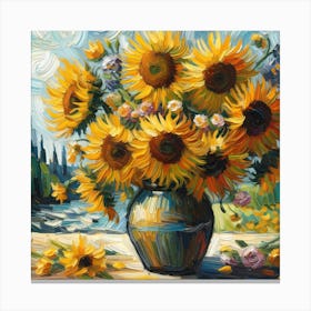 Sunflowers In A Vase 5 Canvas Print