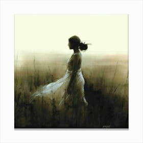 Woman In A Field Canvas Print