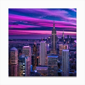 New York City Skyline At Sunset Canvas Print