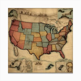 Default Vintage Map Usa Aesthetic 0 (1) Canvas Print