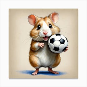 Hamster With Soccer Ball 2 Canvas Print