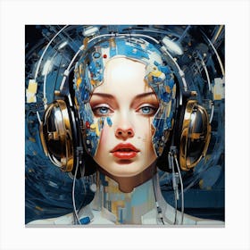 Futuristic Woman With Headphones Canvas Print