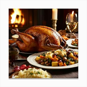 An Age Old Thanksgiving Feast Smothered In The Aroma Of Perfectly Roasted Delicacies From Succulen (3) Canvas Print