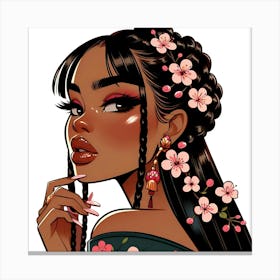 Black Girl With Flowers Canvas Print