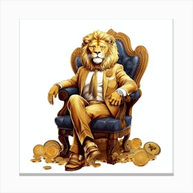 Lion Sitting On A Chair Canvas Print