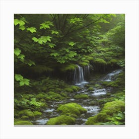 Mossy Stream In The Forest Canvas Print