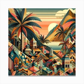 Geometric Art Tropical landscape 3 Canvas Print