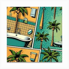Tropical Pop Bathroom Canvas Print
