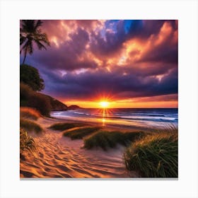 Sunset On The Beach 219 Canvas Print