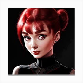 Crimson Red Audrey Hepburn Canvas Print