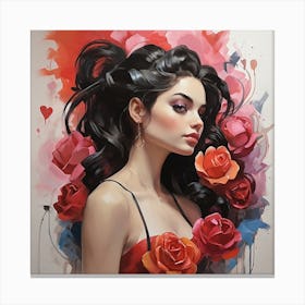 Girl With Roses Canvas Print