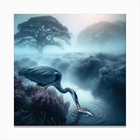 Heron In The Mist Canvas Print