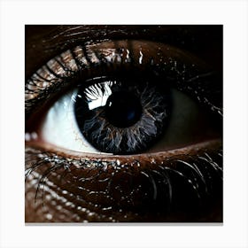 Black Eye Human Close Up Pupil Iris Vision Gaze Look Stare Sight Close Macro Detailed (3) Canvas Print