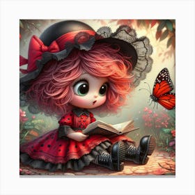 Little Girl Reading A Book 4 Canvas Print