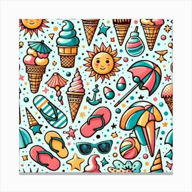 Seamless Pattern With Ice Cream Canvas Print