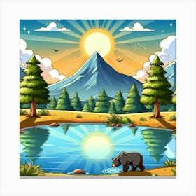 Montana Lake Bear Canvas Print