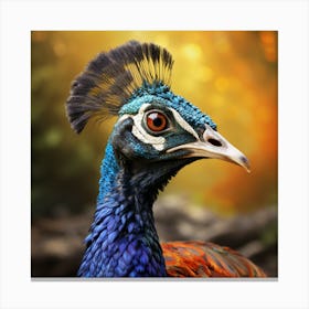 Peacock With Colorful Feathers Canvas Print