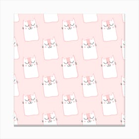 Pink Cat Wallpaper Canvas Print