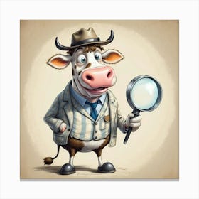 Cow With Magnifying Glass 5 Canvas Print