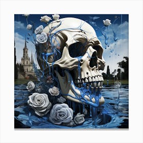 Skull With Roses 4 Canvas Print