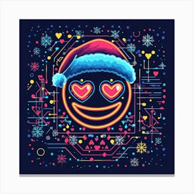 Vector Illustration Glowing Neon Emoji Face Generated AI. Wall Art Print Canvas Print