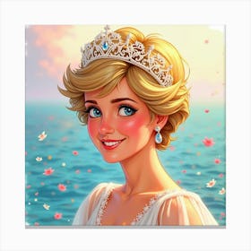 Radiant Princess Diana Smiling, With A Bright Colorful Watercolor Scene 1 Canvas Print