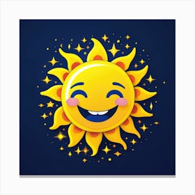 Lovely smiling sun on a blue gradient background 17 Canvas Print