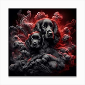 Black Dogs In Smoke Canvas Print