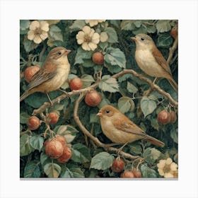 Three Birds On A Branch Art 8 Canvas Print