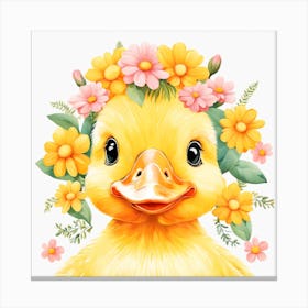 Floral Baby Duck Nursery Illustration (33) Canvas Print