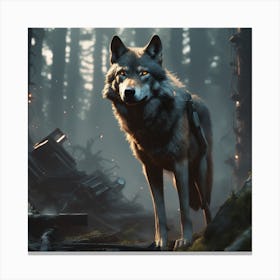 Wolf In The Woods 59 Canvas Print
