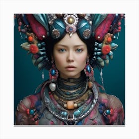 Woman With A Colorful Headdress Canvas Print