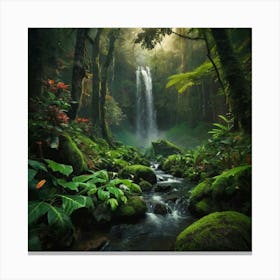 Waterfall In The Jungle 2 Canvas Print