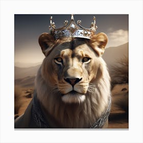 Lion In The Desert Canvas Print