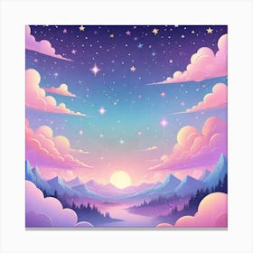 Sky With Twinkling Stars In Pastel Colors Square Composition 252 Canvas Print