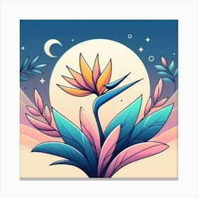 Flower of Bird of Paradise, Vector art 2 Canvas Print