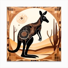 Kangaroo Adorned With Intricate Geometric Shapes Canvas Print