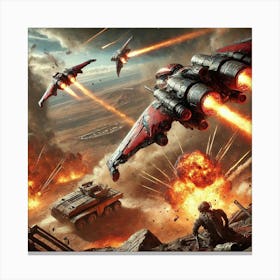 Flame Seraph Striking Martian Machinery Canvas Print