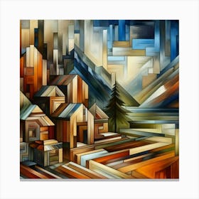 A mixture of modern abstract art, plastic art, surreal art, oil painting abstract painting art e
wooden huts mountain montain village 18 Canvas Print