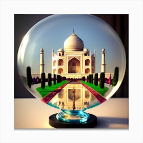 Taj Mahal In A Glass Ball Canvas Print