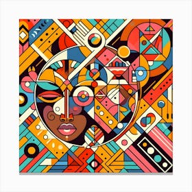 Tribal Deco Symphony Colorful African Abstract Painting Canvas Print