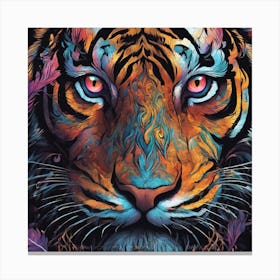 Mesmerizing Tiger With Luminous Eyes On A Profound Black Background 2 Canvas Print