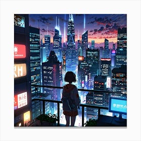 Anime City Canvas Print