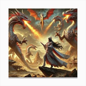 Dragons Of The Sky Controlled By Empress Lian Canvas Print