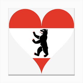 Heart Love Berlin Bear Federal State Flag Coat Of Arms Heart Shaped Canvas Print